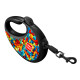 Повідець-рулетка для собак WAUDOG R-leash з контейнером для пакетів, малюнок "Блоки", світловідбивна стрічка, M, до 20 кг, 5 м
