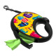 Повідець-рулетка для собак WAUDOG R-leash з контейнером для пакетів, малюнок "Мохнаті монстри", світловідбивна стрічка, S, до 12 кг, 3 м