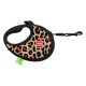 Повідець-рулетка для собак WAUDOG R-leash з контейнером для пакетів, малюнок "Леопард", світловідбивна стрічка, L, до 40 кг, 5 м