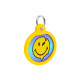 Адресник для собак і котів металевий WAUDOG Smart ID з QR паспортом, малюнок "Смайли на блакитному", коло, Д 25 мм