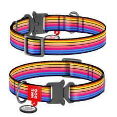 Нашийник для собак нейлоновий WAUDOG Nylon з QR паспортом, малюнок "Лінія 1", металічна пряжка-фастекс, Ш 25 мм, Дов 33-49 см