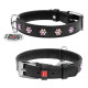 Нашийник для собак шкіряний WAUDOG Glamour з QR паспортом, з клейовими стразами "Квіти", Ш 15 мм, Дов 27-36 см чорний