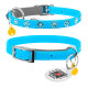Нашийник WAUDOG Glamour з резинкою, клейовими стразами "Квітка" для котів (ширина 9мм, довжина 22-30см) блакитний