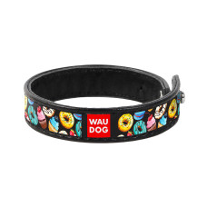 Браслет WAUDOG Design з малюнком "Пончики", преміум шкіра (ширина 15 мм, довжина 18-20 см) чорний